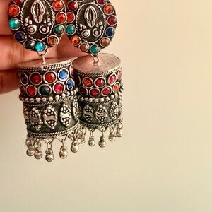 Multicolor Silver Dangle Earrings